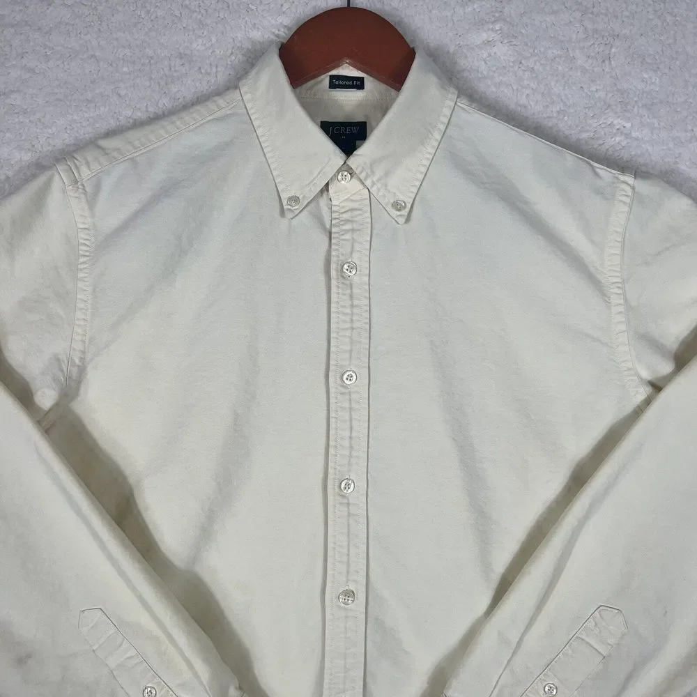 J Crew Shirt Mens Large Yellow Tailored Fit Long Sleeve Cotton‎ Button Down